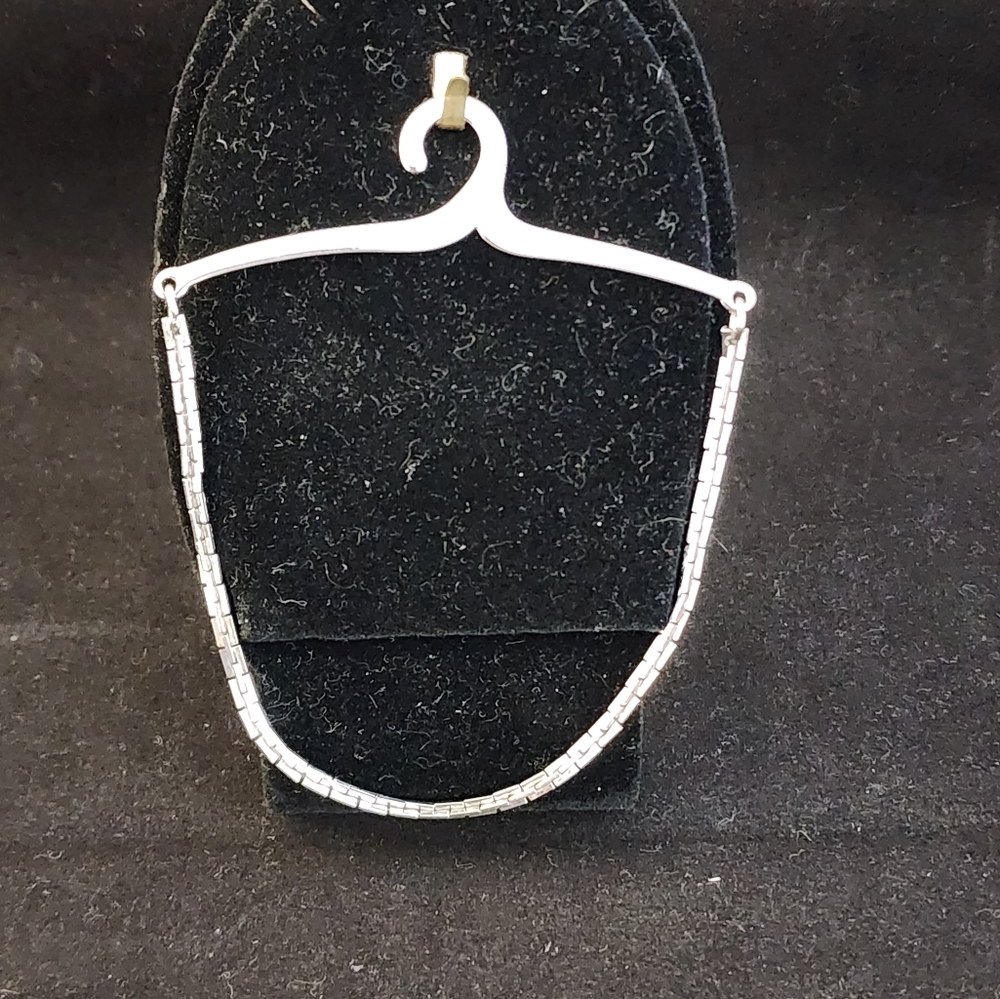 Silver Tone Square Box Link Button Style Tie Bar Chain